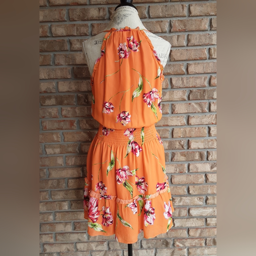 Parker Fabianna Floral Print Silk Wrap Front Mini Dress Size Medium. - Picture 9 of 12